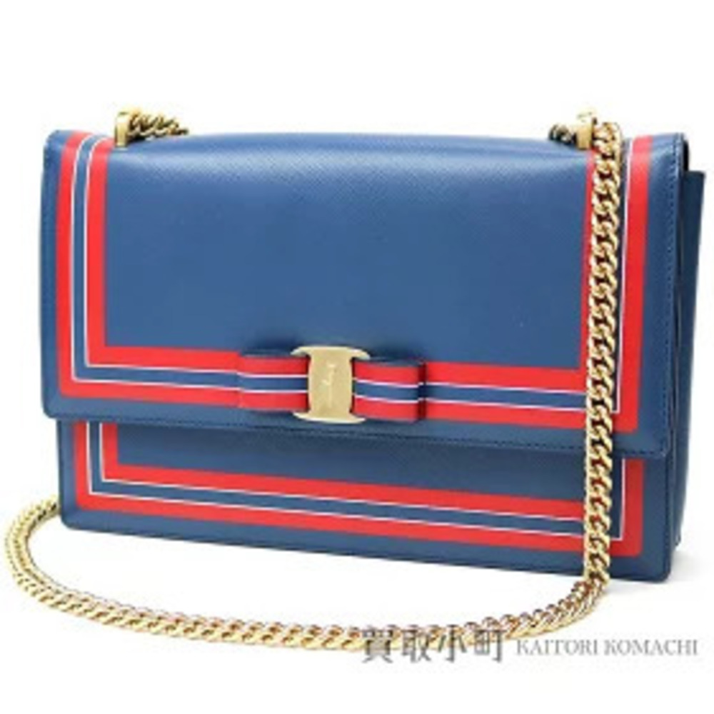 Salvatore Ferragamo Ginny Vara Ribbon Flap Shoulder Bag Pacific Calfskin
